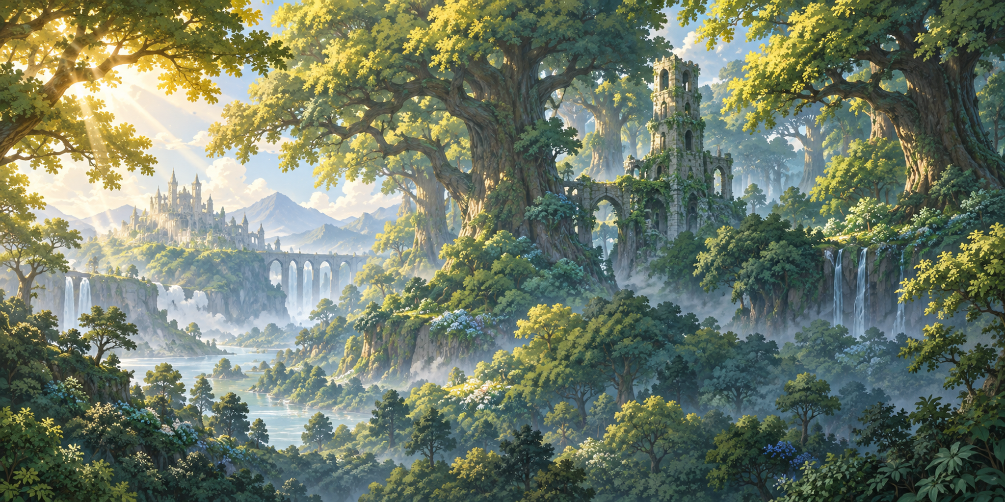Layered woodland in Eltheria's Bloomwood region